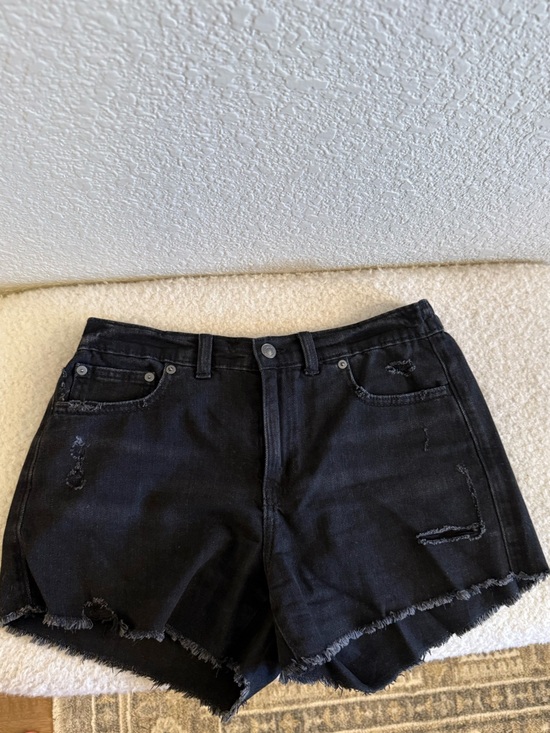 aerie Pants - aerie Black Summer Daydream Distressed Denim Cutoff Shorts